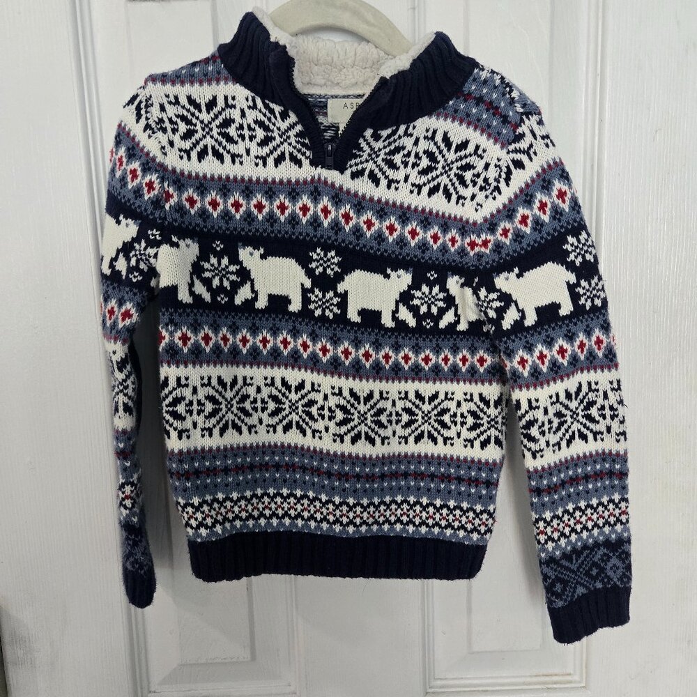 Aspen Kids Polar Bear Sweater with Elbow Patches 2t